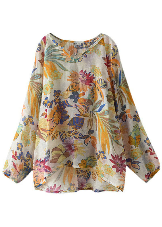 Blusa Donna | Geometrica Vintage con Scollo a V & Maniche Lunghe