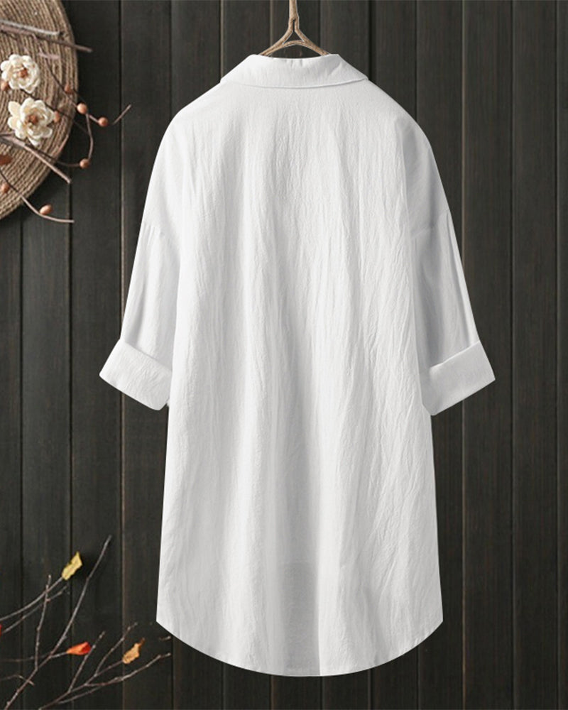 Blusa Donna Oversize | Doppi Taschini sul Petto & Orlo Asimmetrico