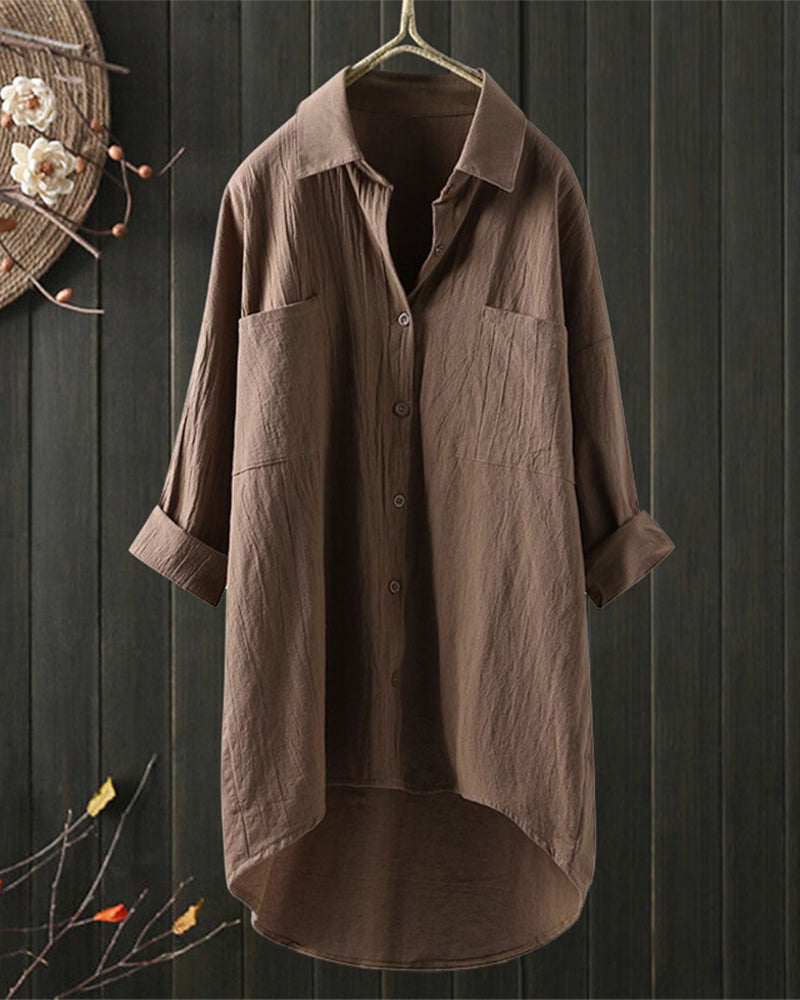 Blusa Donna Oversize | Doppi Taschini sul Petto & Orlo Asimmetrico