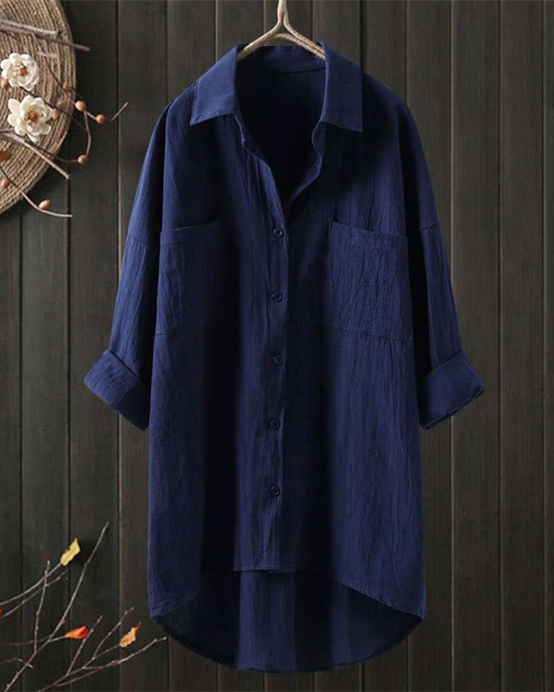 Blusa Donna Oversize | Doppi Taschini sul Petto & Orlo Asimmetrico