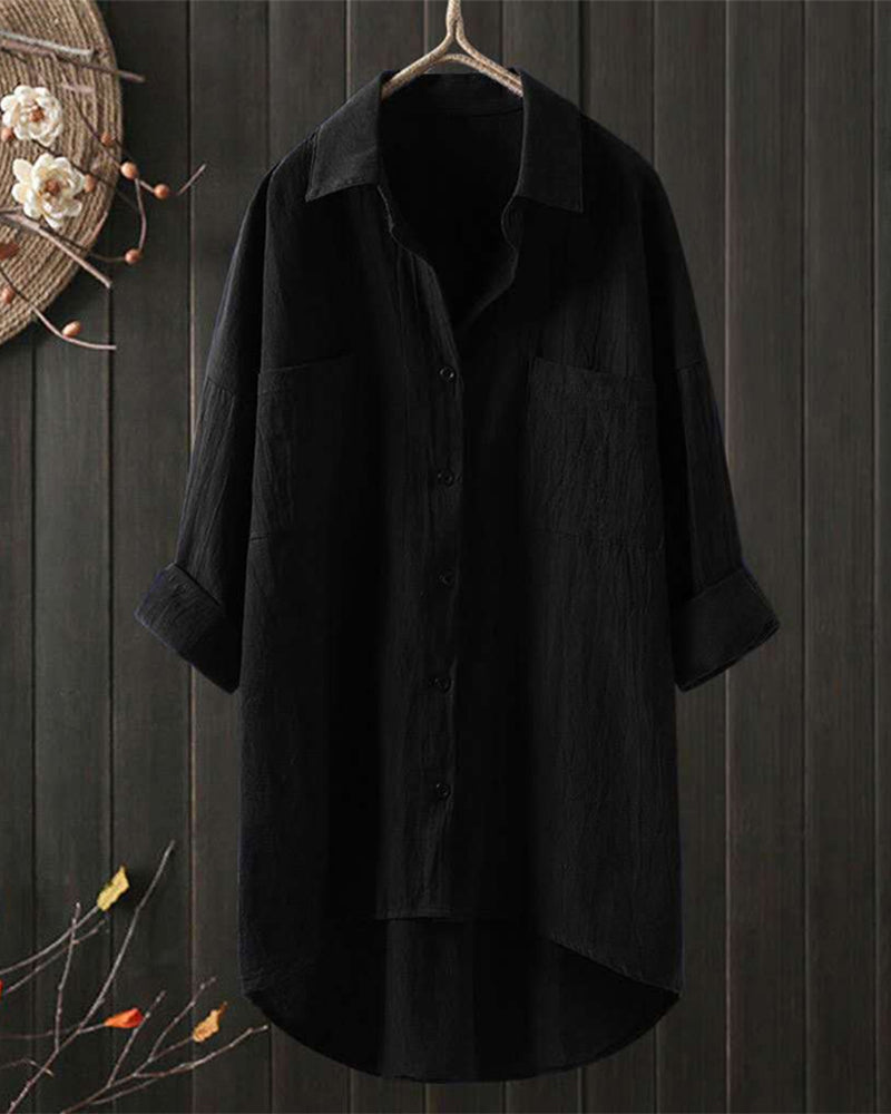 Blusa Donna Oversize | Doppi Taschini sul Petto & Orlo Asimmetrico