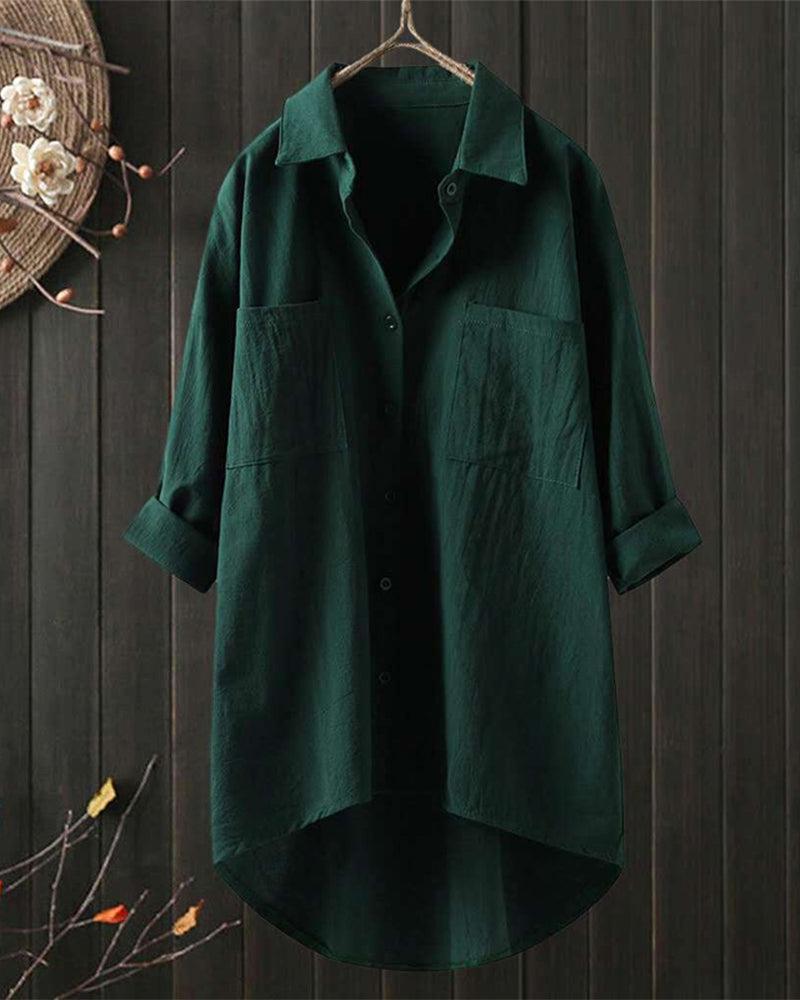 Blusa Donna Oversize | Doppi Taschini sul Petto & Orlo Asimmetrico