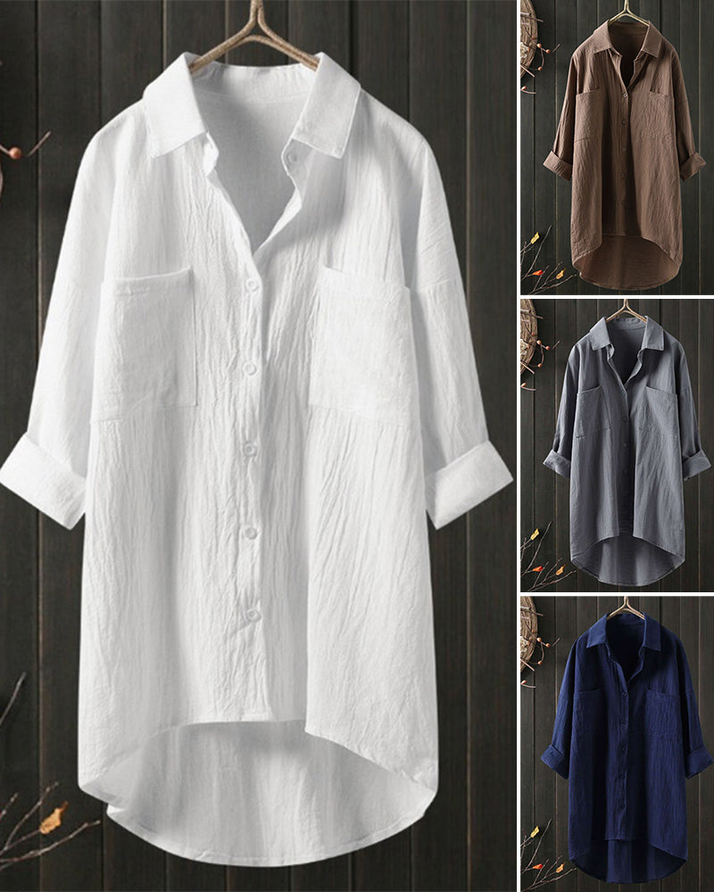 Blusa Donna Oversize | Doppi Taschini sul Petto & Orlo Asimmetrico