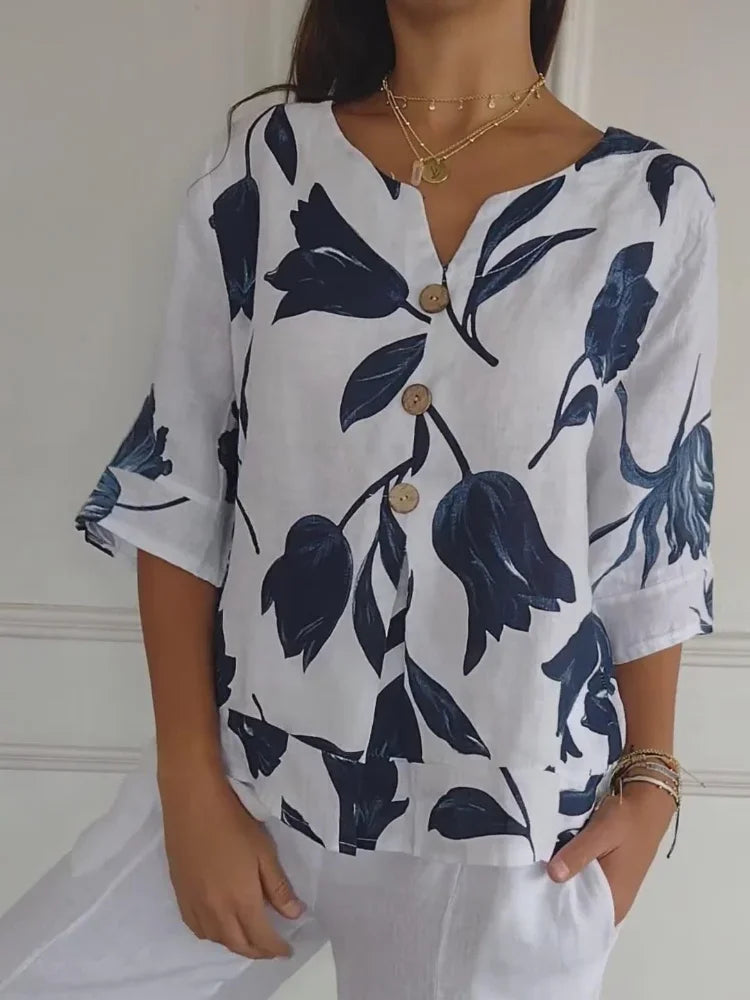 Blusa Donna | Scollo a V & Bottoni frontali pratici