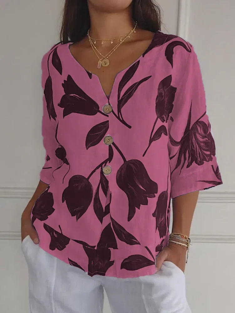 Blusa Donna | Scollo a V & Bottoni frontali pratici