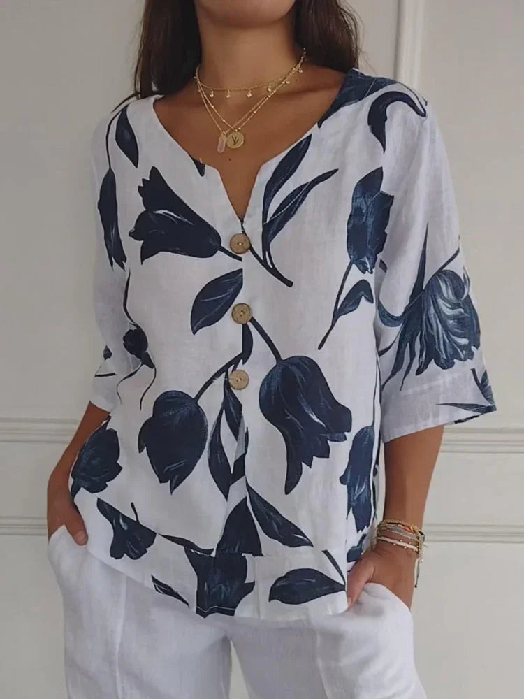 Blusa Donna | Scollo a V & Bottoni frontali pratici