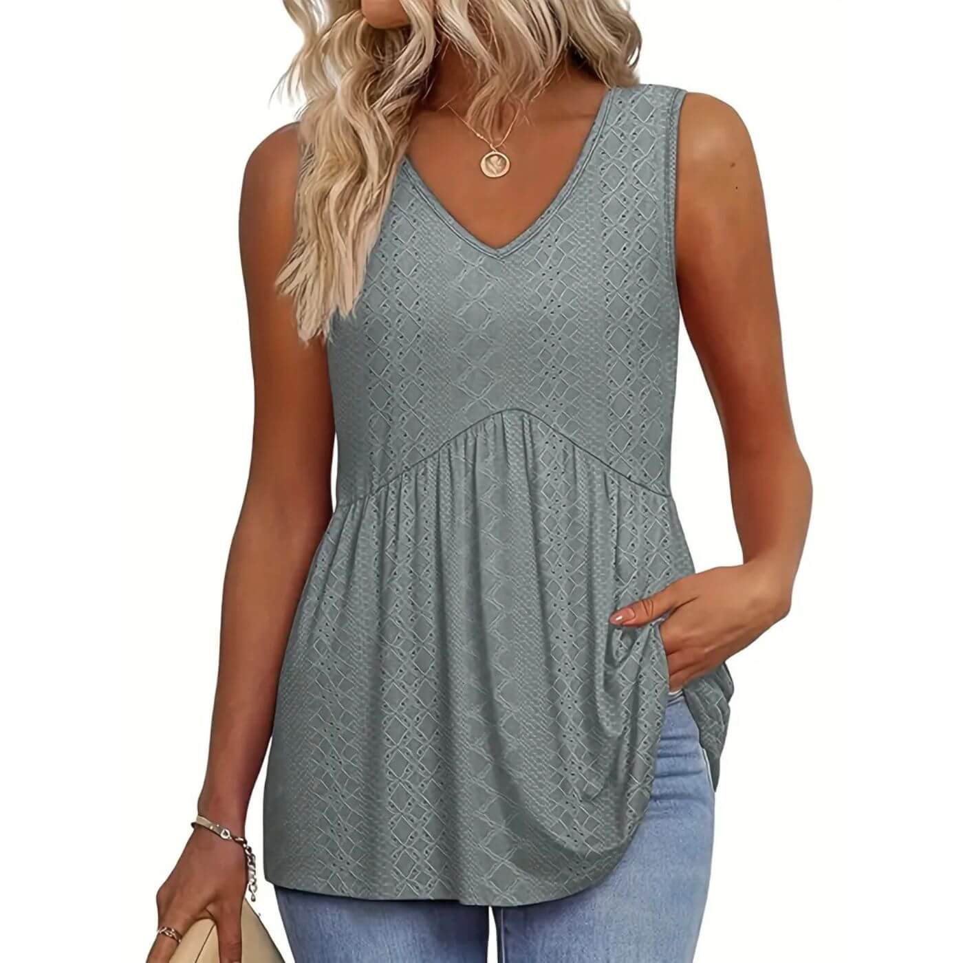 Blusa Testurizzata Fluide Donna | Scollo a V slanciante & Linea ampia comfort