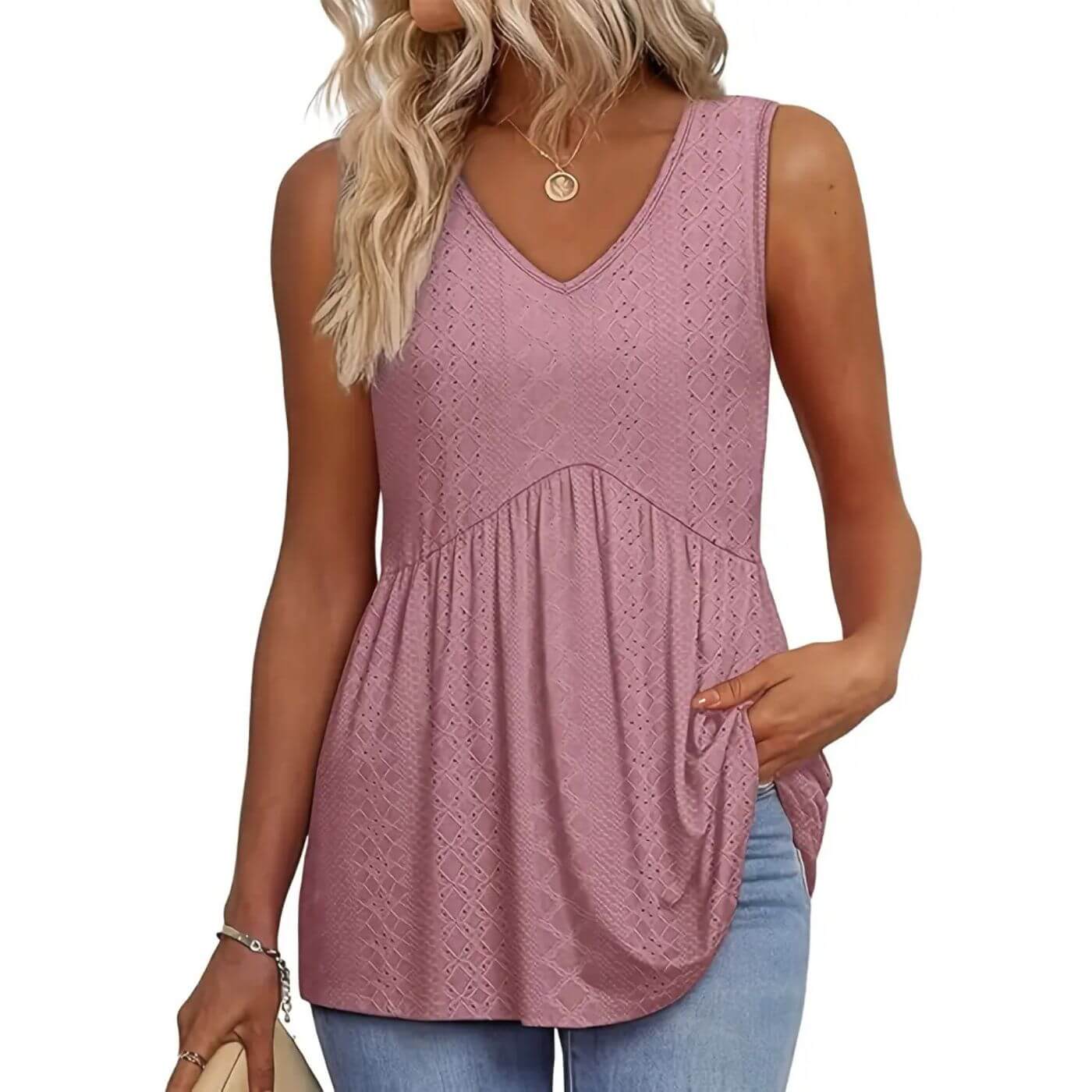 Blusa Testurizzata Fluide Donna | Scollo a V slanciante & Linea ampia comfort