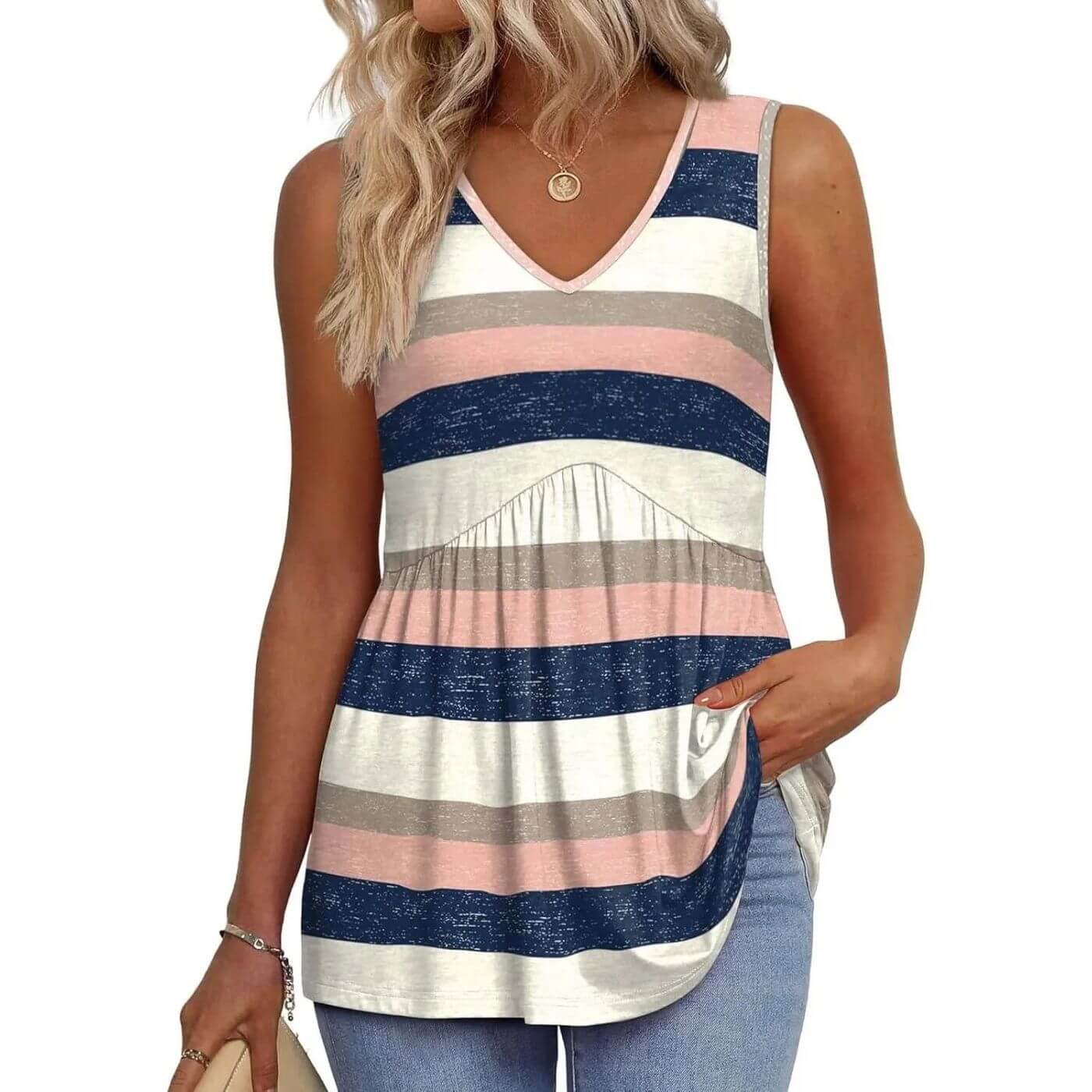 Blusa Testurizzata Fluide Donna | Scollo a V slanciante & Linea ampia comfort