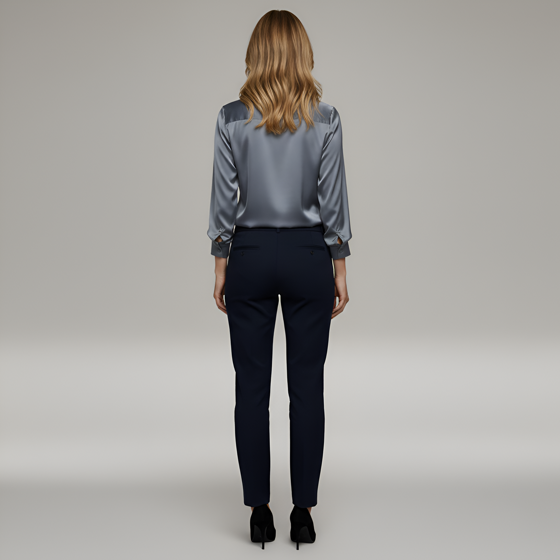 Valerios Fashion blusa donna in raso elegante scollo a V 3