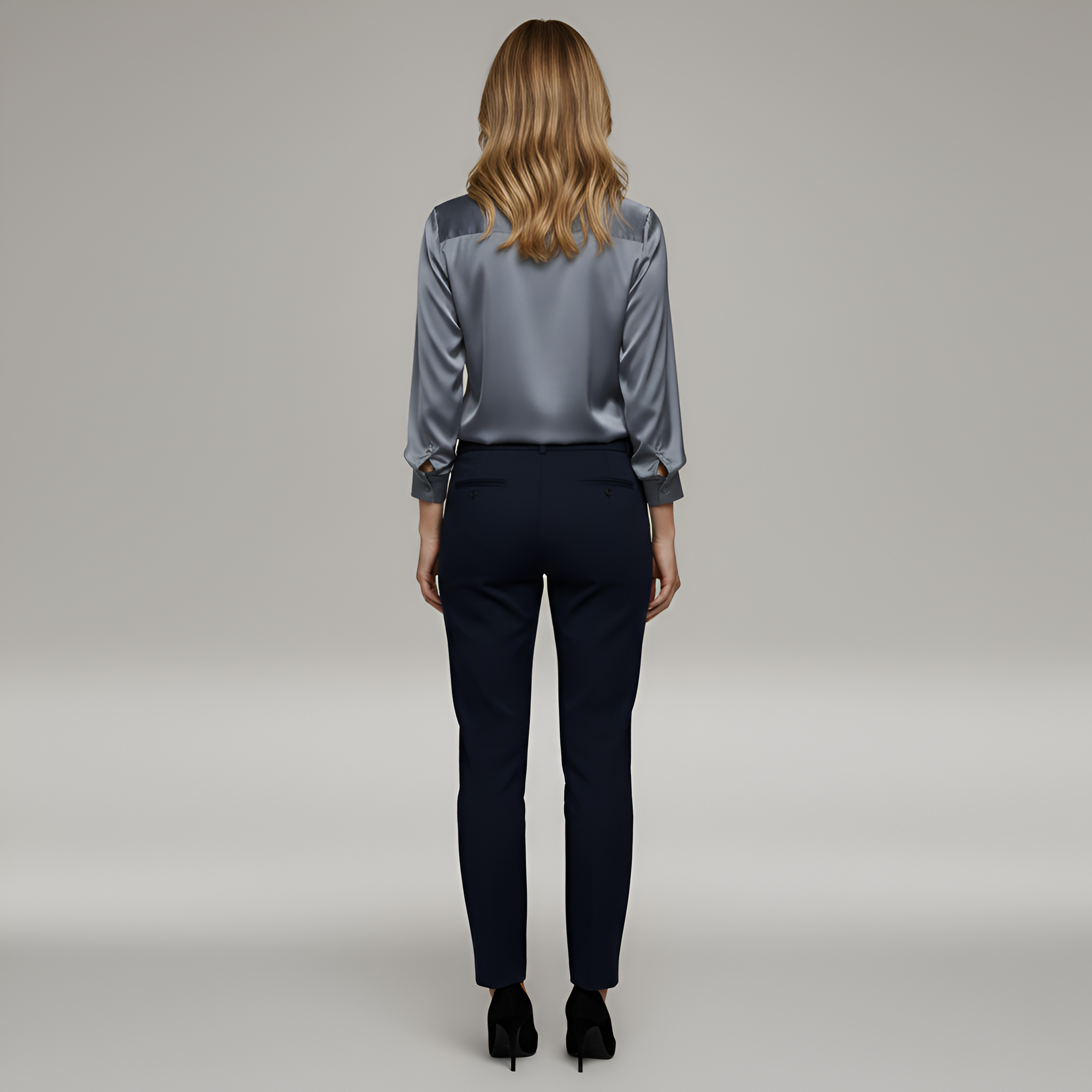 Valerios Fashion blusa donna in raso elegante scollo a V 3