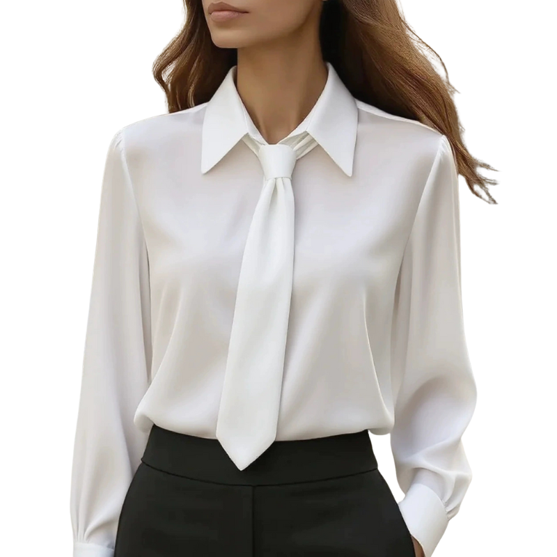 Blusa Scollo V Sottile – Con Bottoni, Adatta per Lavoro e Uso Quotidiano 0