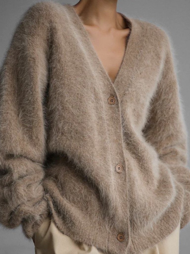 CARDIGAN FUZZY LUXE CELESTE 1