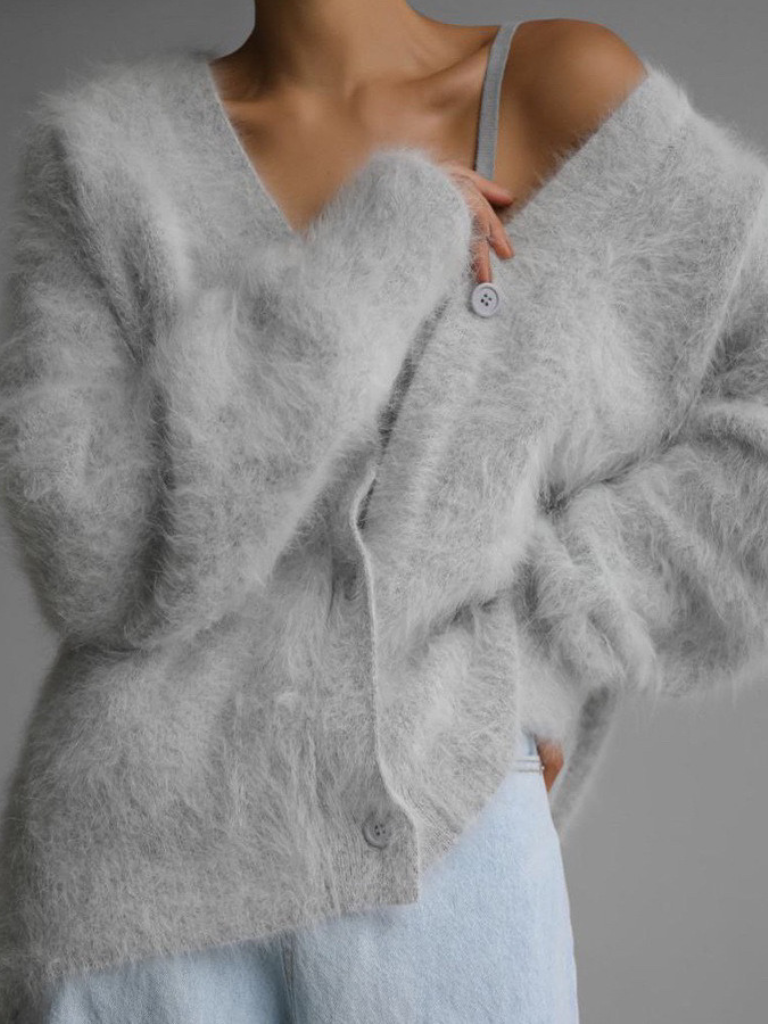 CARDIGAN FUZZY LUXE CELESTE 2