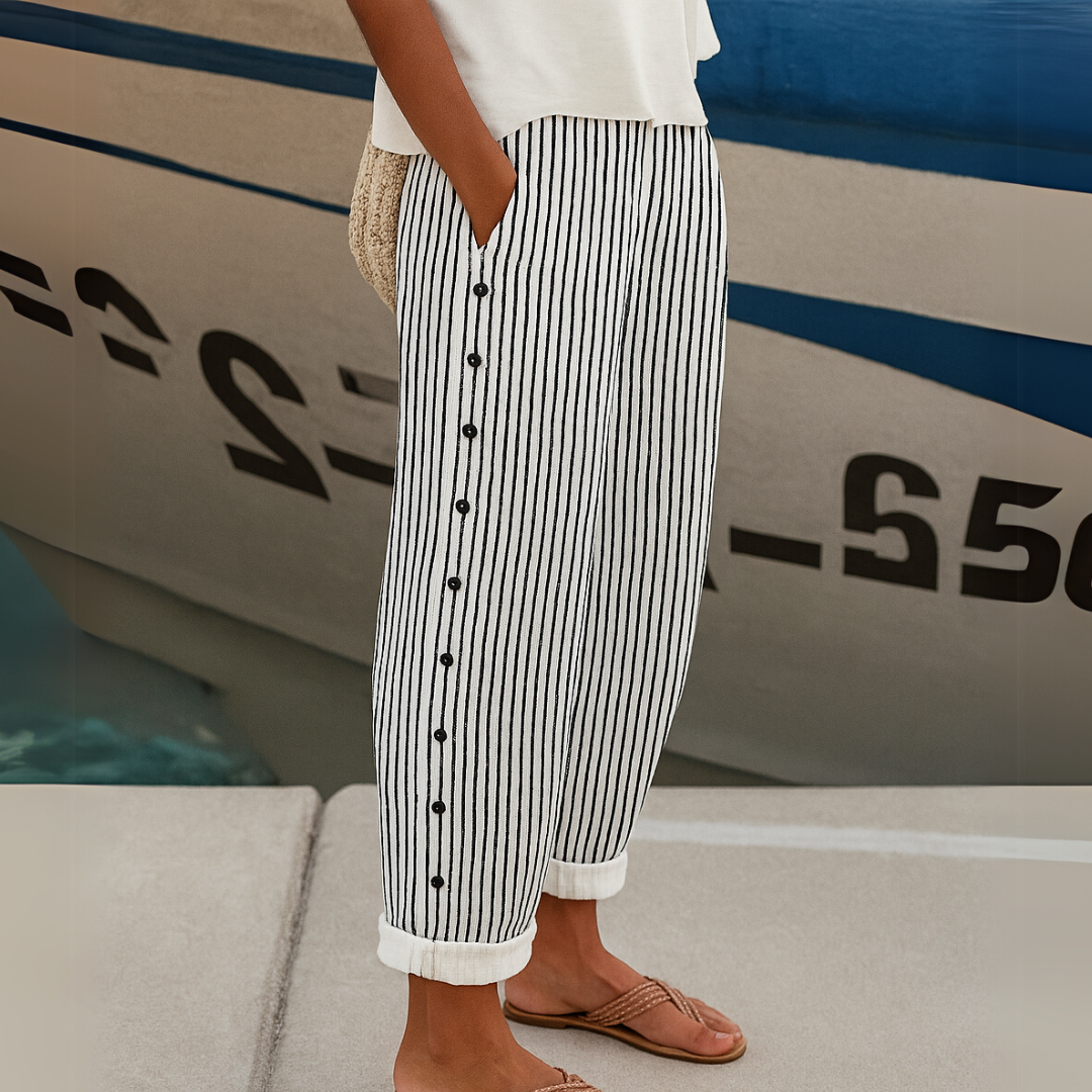 Caitlin | Pantaloni Stripes Eleganti con Bottoni 0