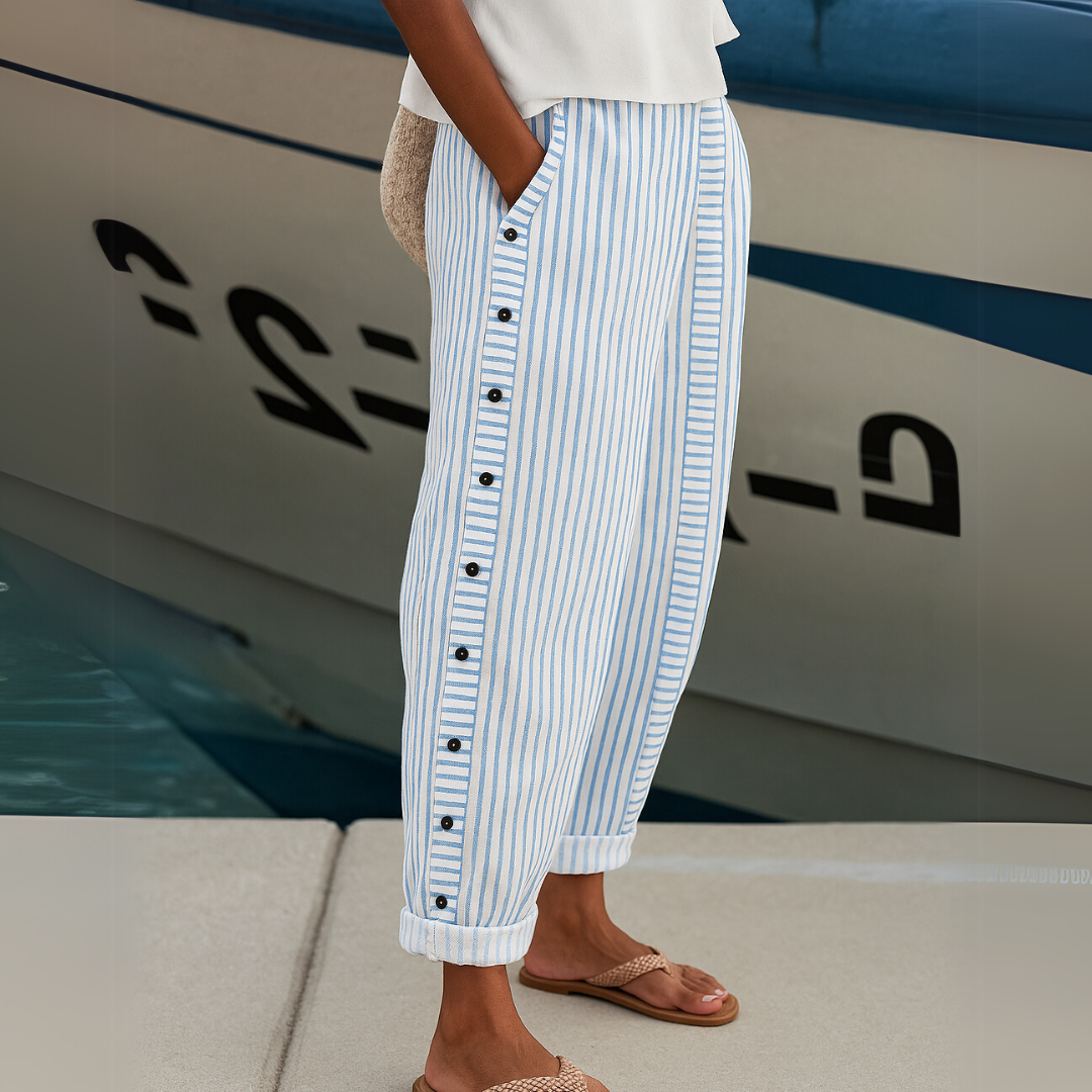 Caitlin | Pantaloni Stripes Eleganti con Bottoni 1