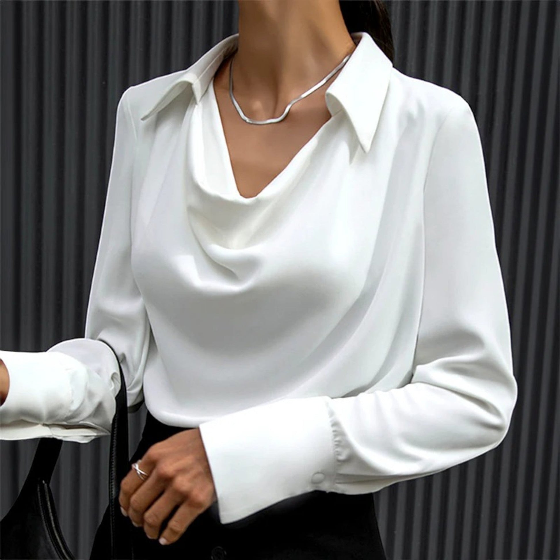 Camicetta Donna Elegante | Collo Drappeggiato & Comfort Quotidiano