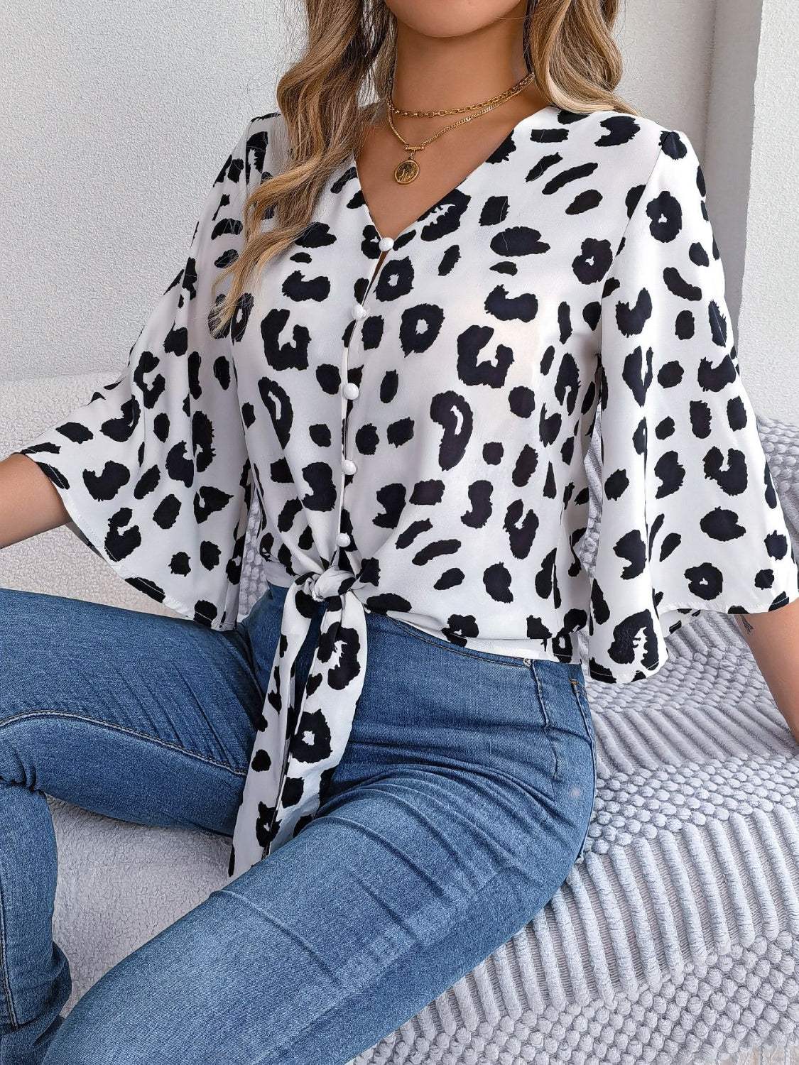 Suzan - Camicetta ampia con stampa leopardata 1