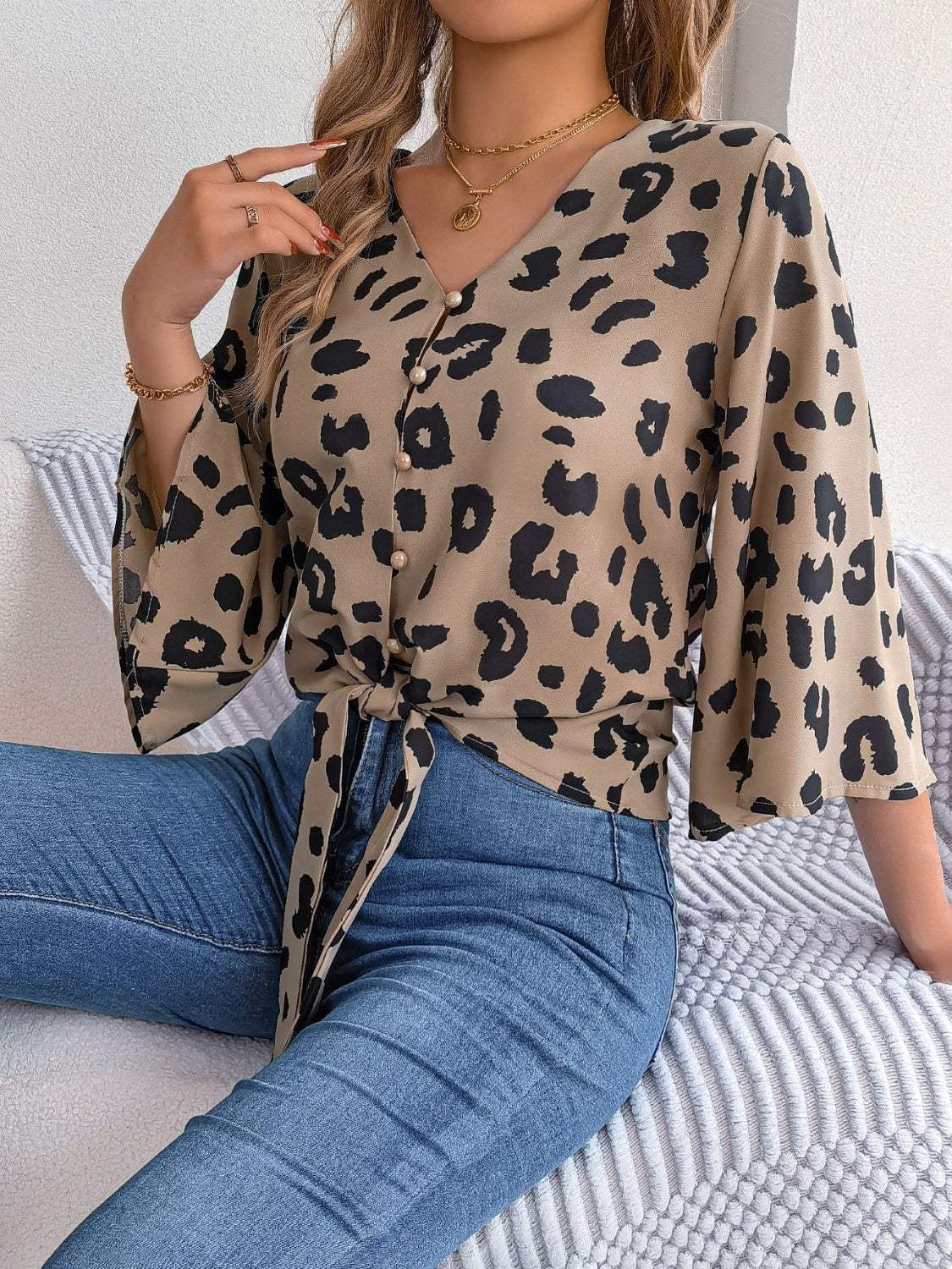 Suzan - Camicetta ampia con stampa leopardata 0