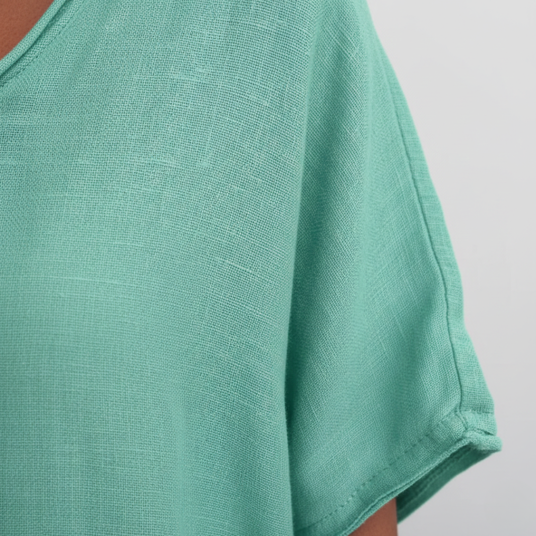 Camicetta a Maniche Corte Scollo a Girocollo Tinta Unita Donna 2