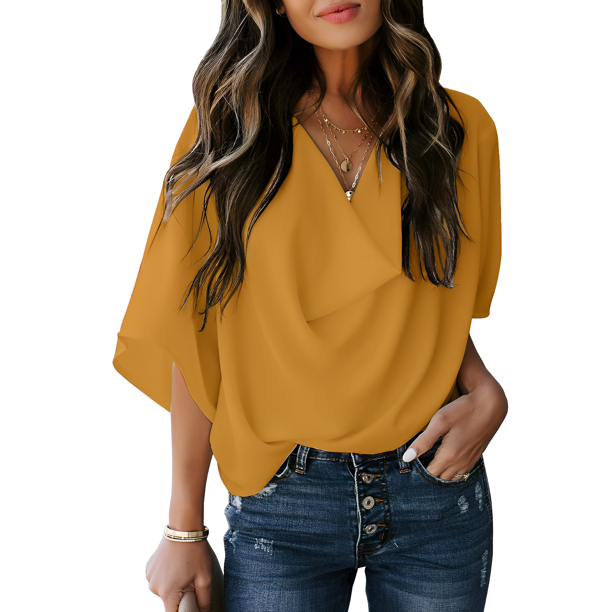 Camicetta Donna | Scollo a V Drappeggiato & Fluida
