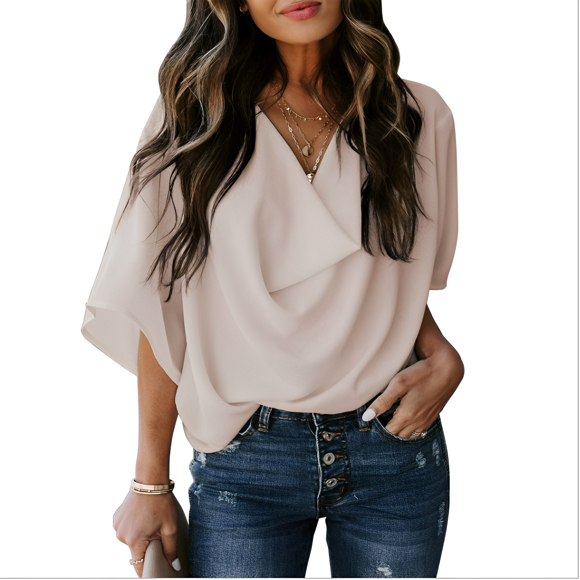 Camicetta Donna | Scollo a V Drappeggiato & Fluida