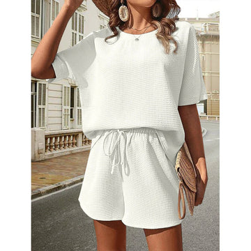 Camicia Donna | Completo Due Pezzi con Shorts & Texture Waffle