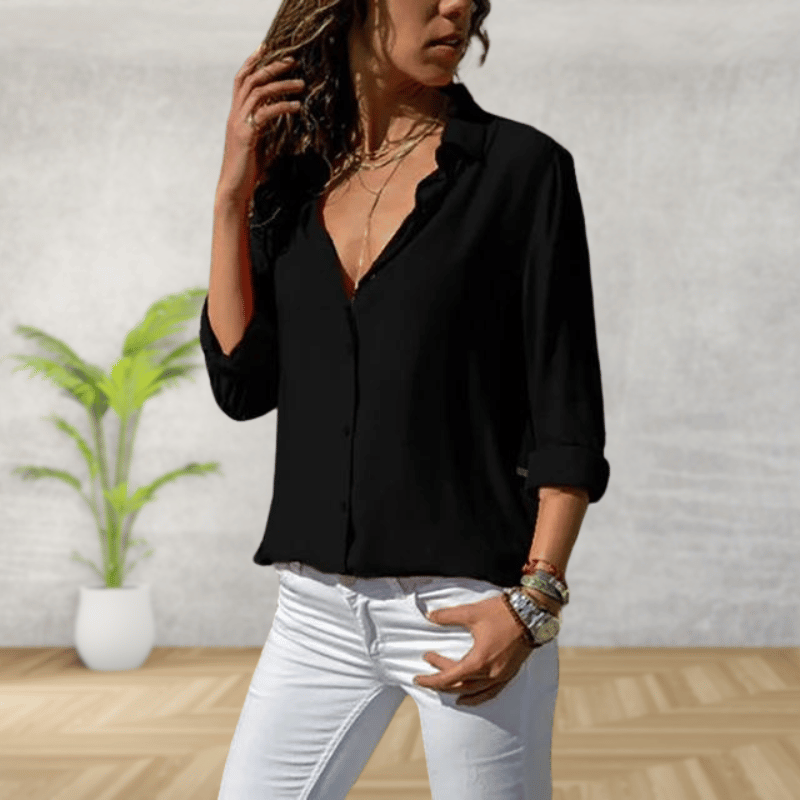 Camicia Donna Elegante | Colletto Classico & Maniche Lunghe con Risvolto