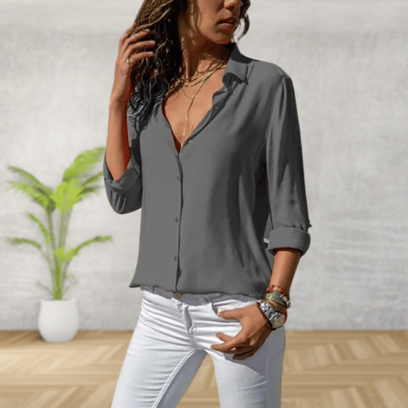 Camicia Donna Elegante | Colletto Classico & Maniche Lunghe con Risvolto