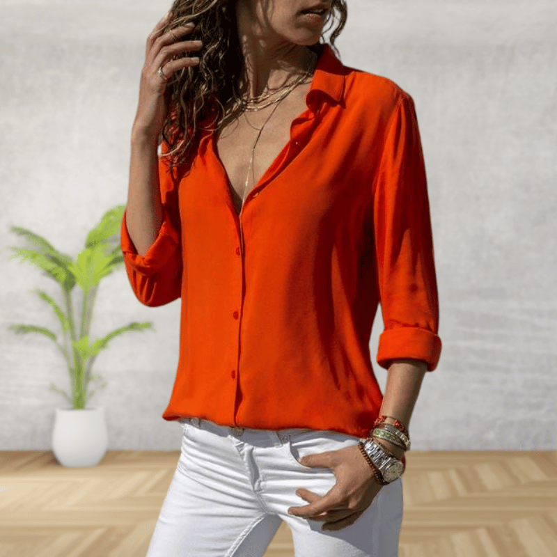 Camicia Donna Elegante | Colletto Classico & Maniche Lunghe con Risvolto