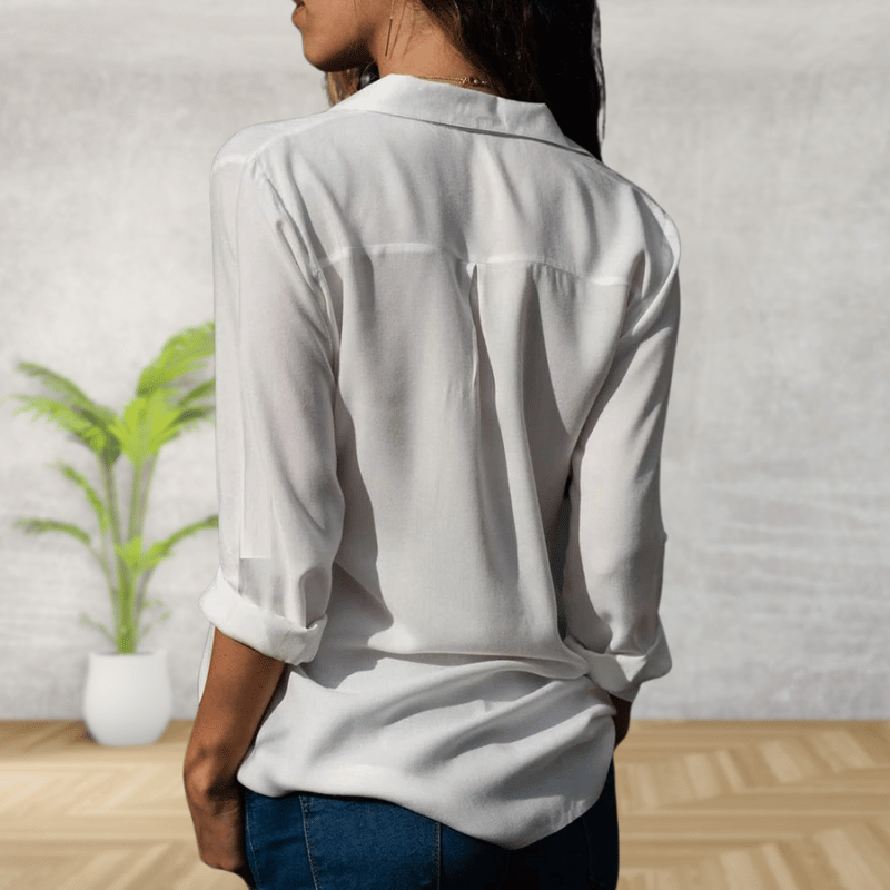 Camicia Donna Elegante | Colletto Classico & Maniche Lunghe con Risvolto
