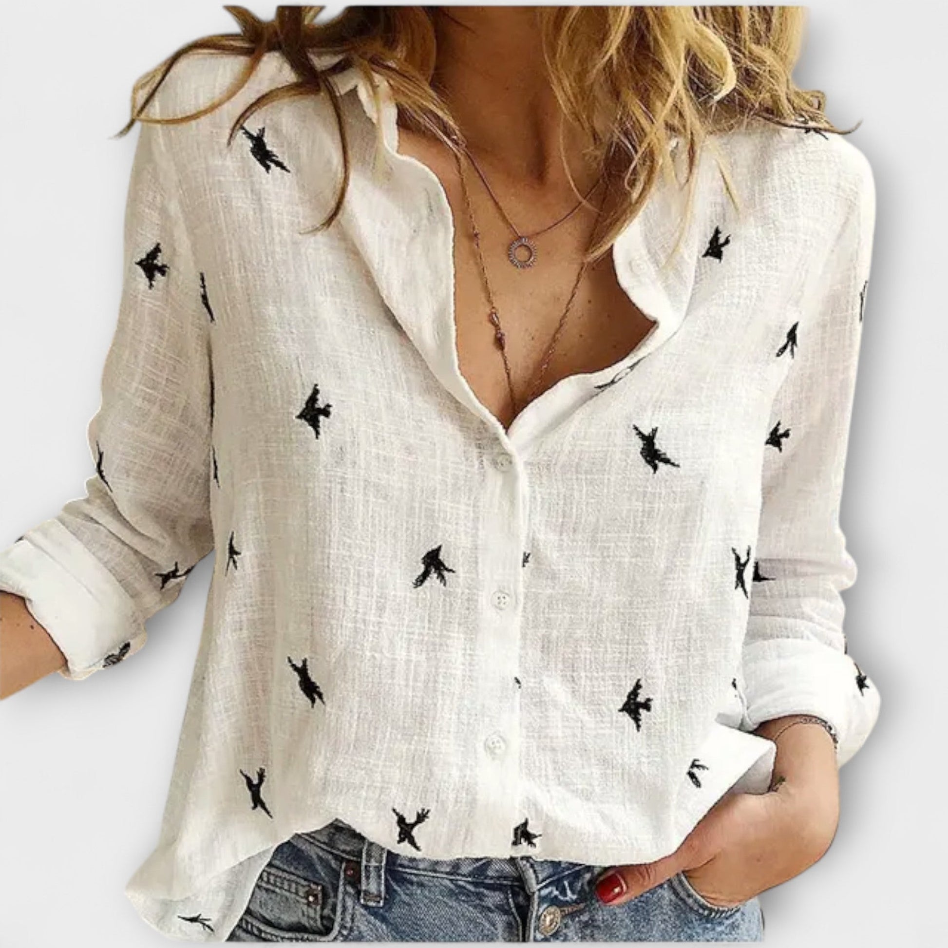 Camicia Donna | Vestibilità Rilassata con Stampa Fantasia