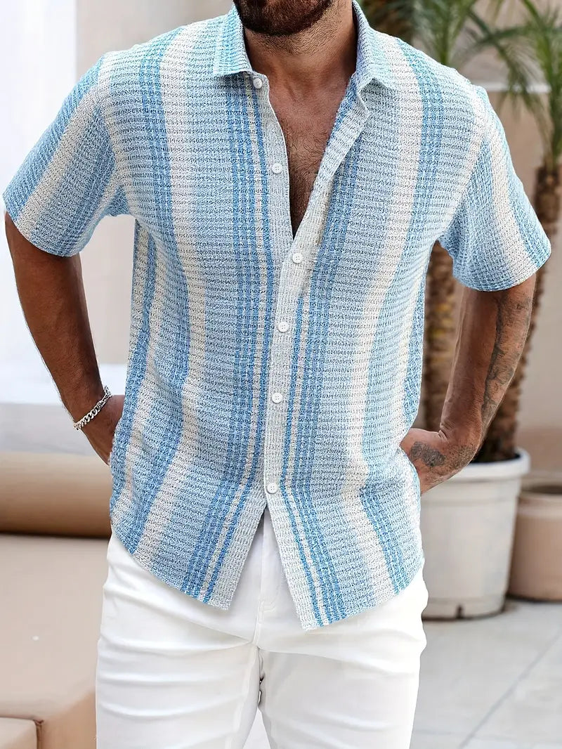 Camicia Estiva Uomo | Texture a Righe & Stile Casual Chic