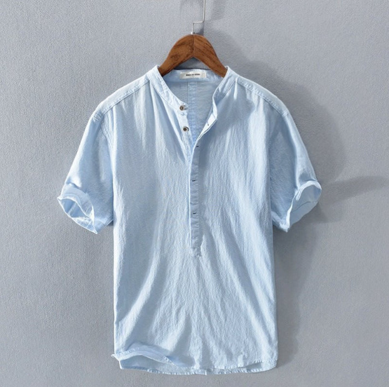 Camicia Uomo Casual | Collo alla Coreana & Apertura a Bottoni
