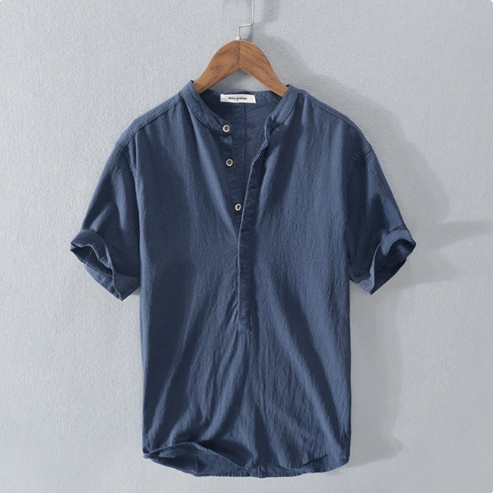 Camicia Uomo Casual | Collo alla Coreana & Apertura a Bottoni