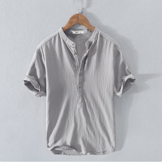 Camicia Uomo Casual | Collo alla Coreana & Apertura a Bottoni