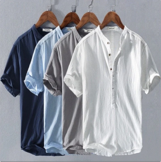 Camicia Uomo Casual | Collo alla Coreana & Apertura a Bottoni