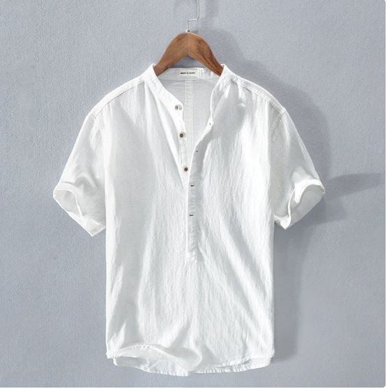 Camicia Uomo Casual | Collo alla Coreana & Apertura a Bottoni