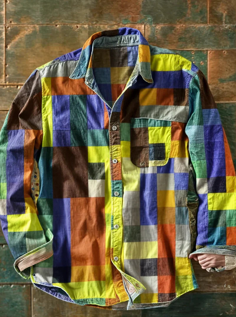 Camicia Uomo | Multicolore a Quadri con Taschino & Maniche Lunghe