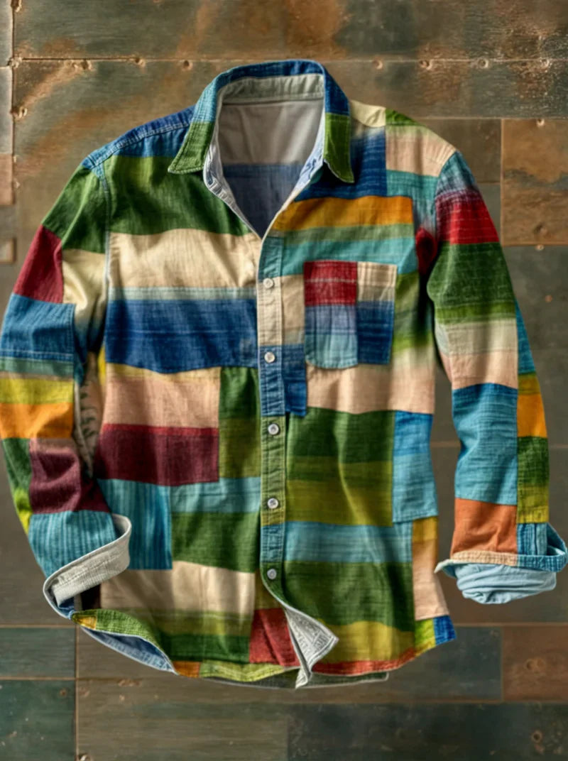 Camicia Uomo | Multicolore a Quadri con Taschino & Maniche Lunghe
