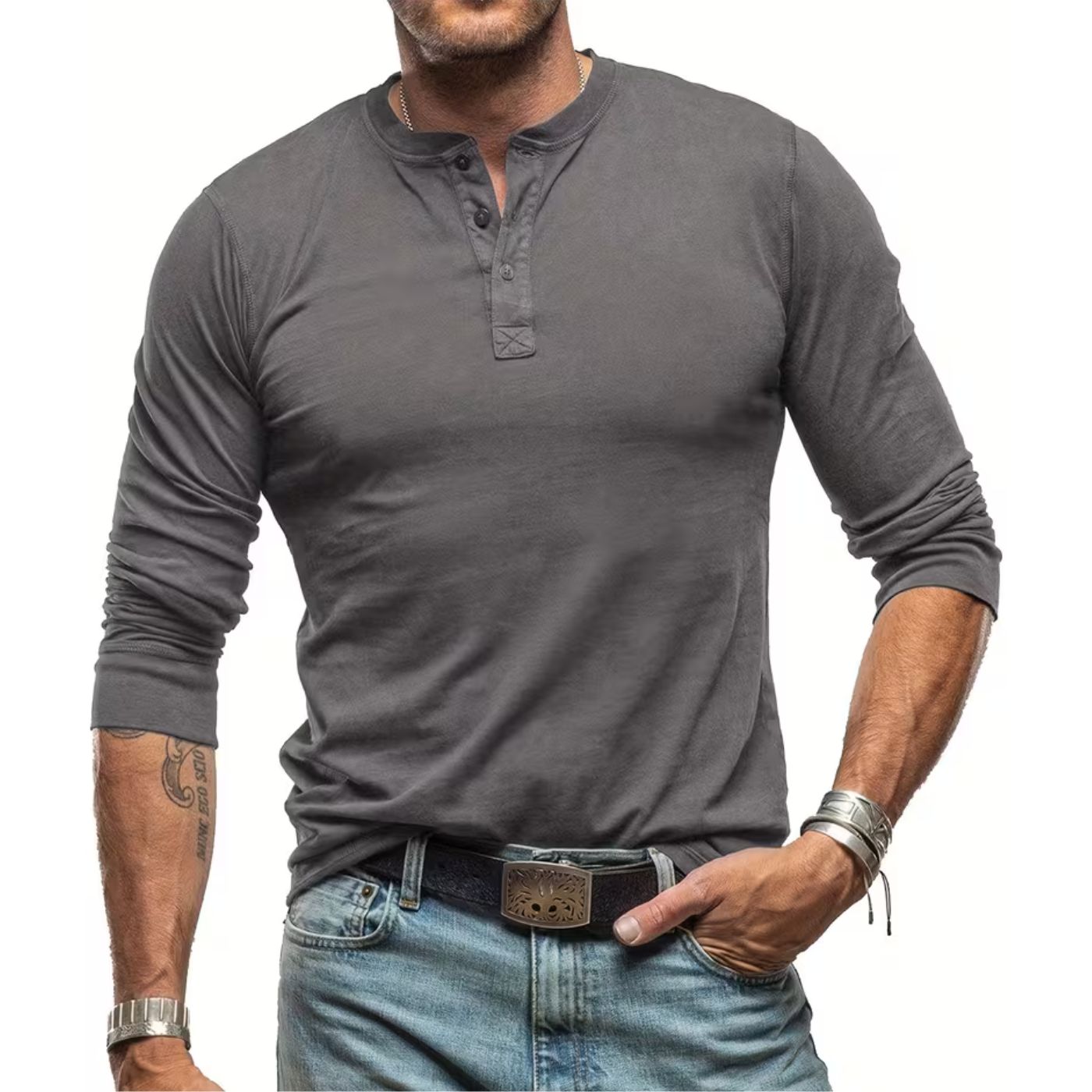 Camicia Uomo | Slim Fit & Collo Serafino