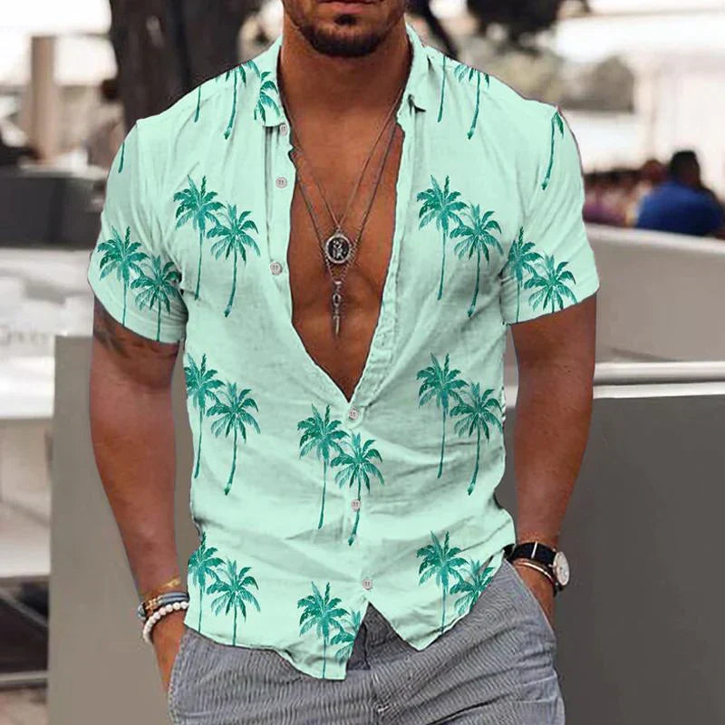 Camicia Uomo | Stampa Palme & Look Fresco