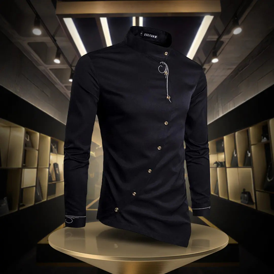Camicia da Uomo | Bottoni Dorati & Design Asimmetrico Luxury
