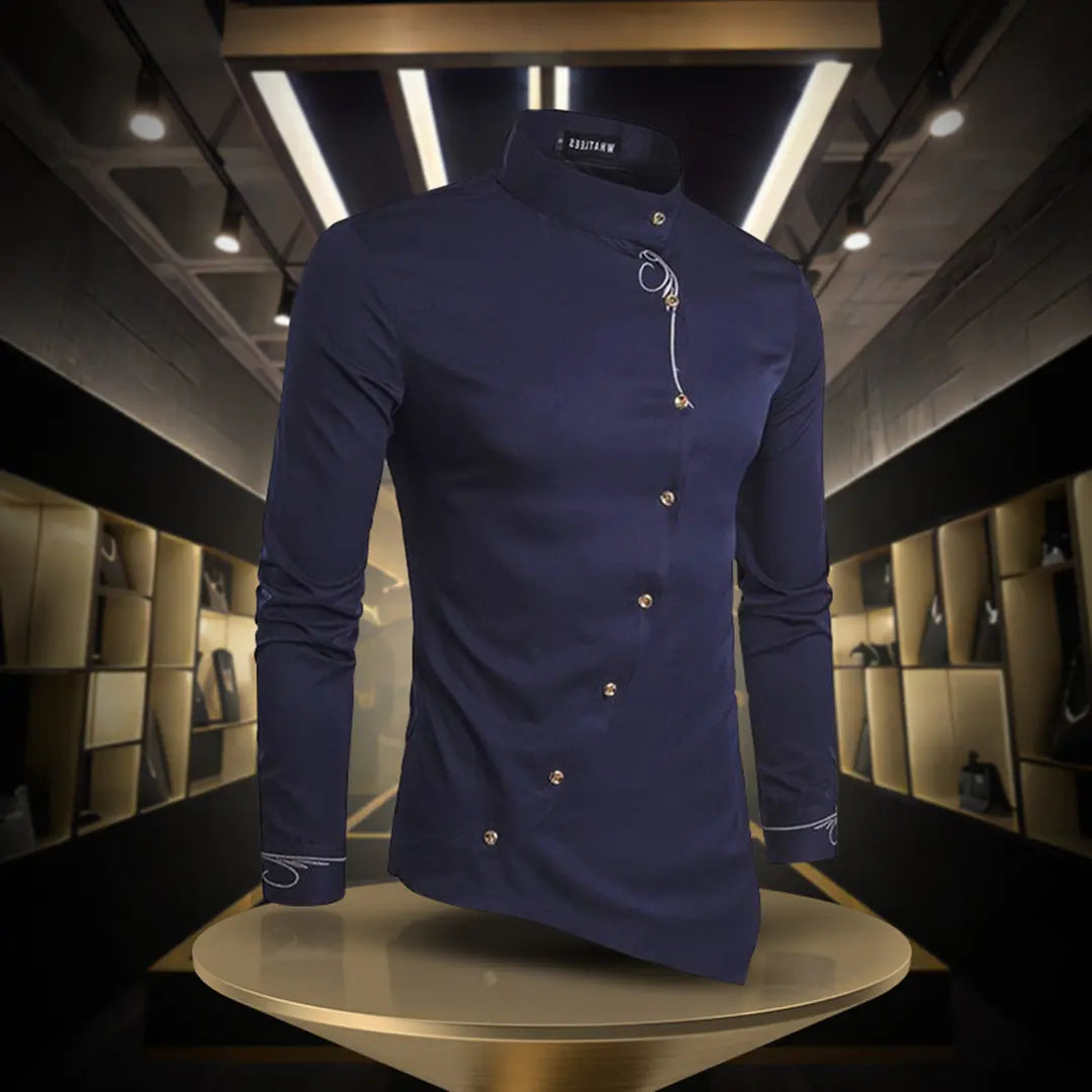 Camicia da Uomo | Bottoni Dorati & Design Asimmetrico Luxury