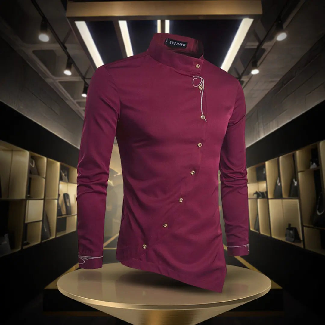 Camicia da Uomo | Bottoni Dorati & Design Asimmetrico Luxury