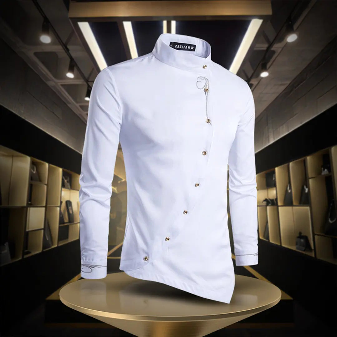 Camicia da Uomo | Bottoni Dorati & Design Asimmetrico Luxury
