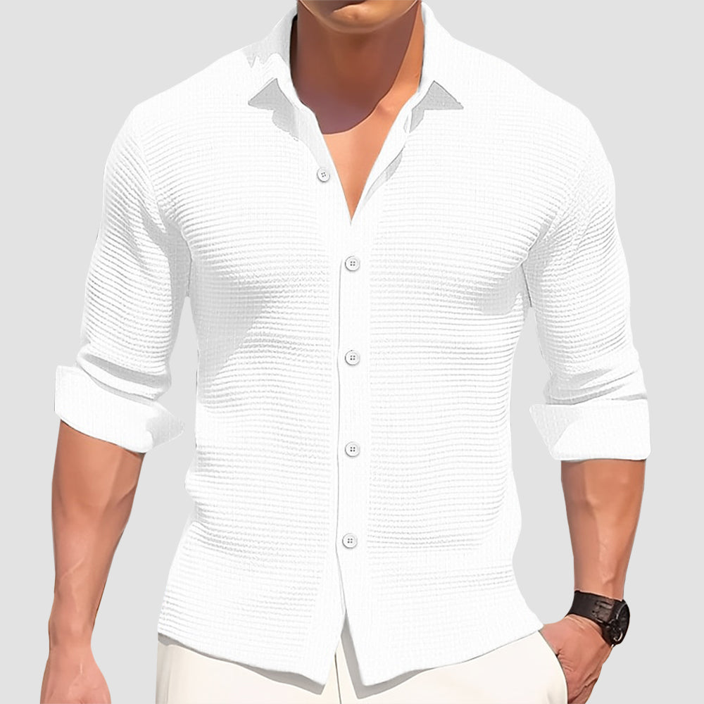 Camicia di Cotone Uomo | Trama testurizzata & Freschezza quotidiana
