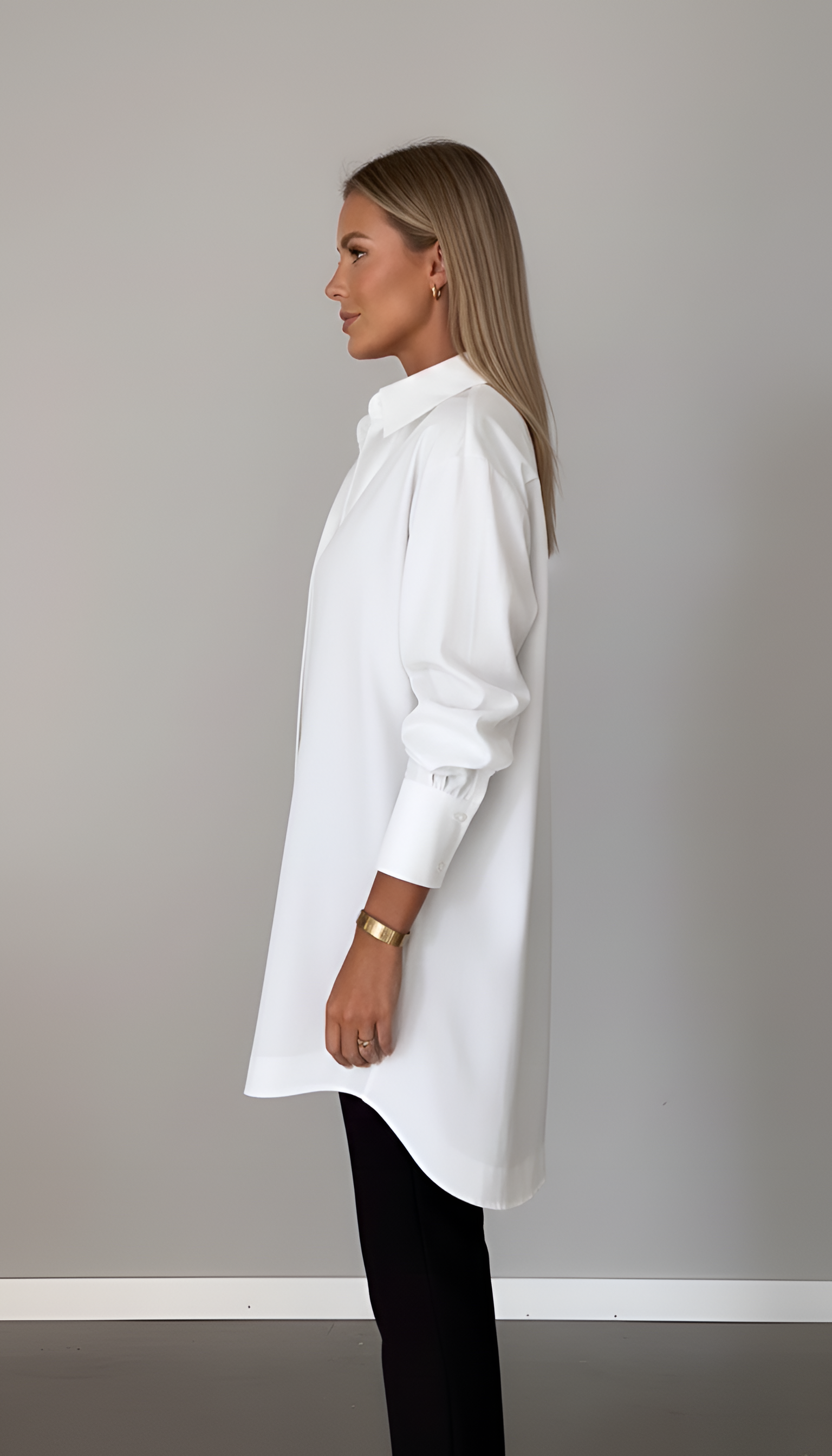 Valerios Fashion camicia donna oversize in cotone con colletto classico 1