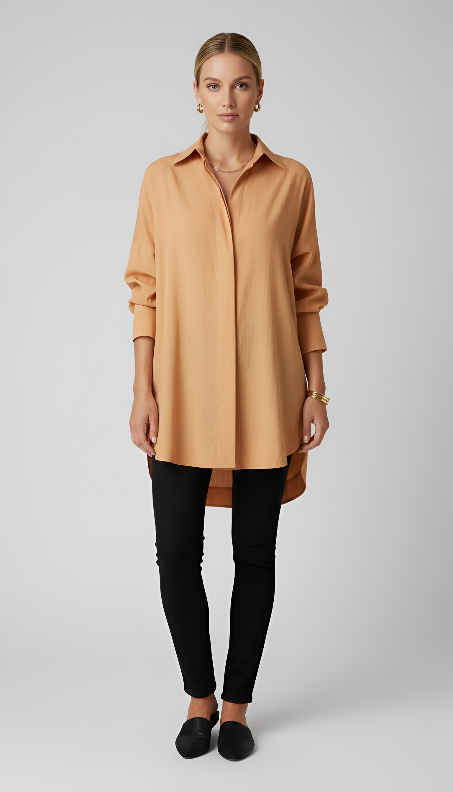 Valerios Fashion camicia donna oversize in cotone con colletto classico 6