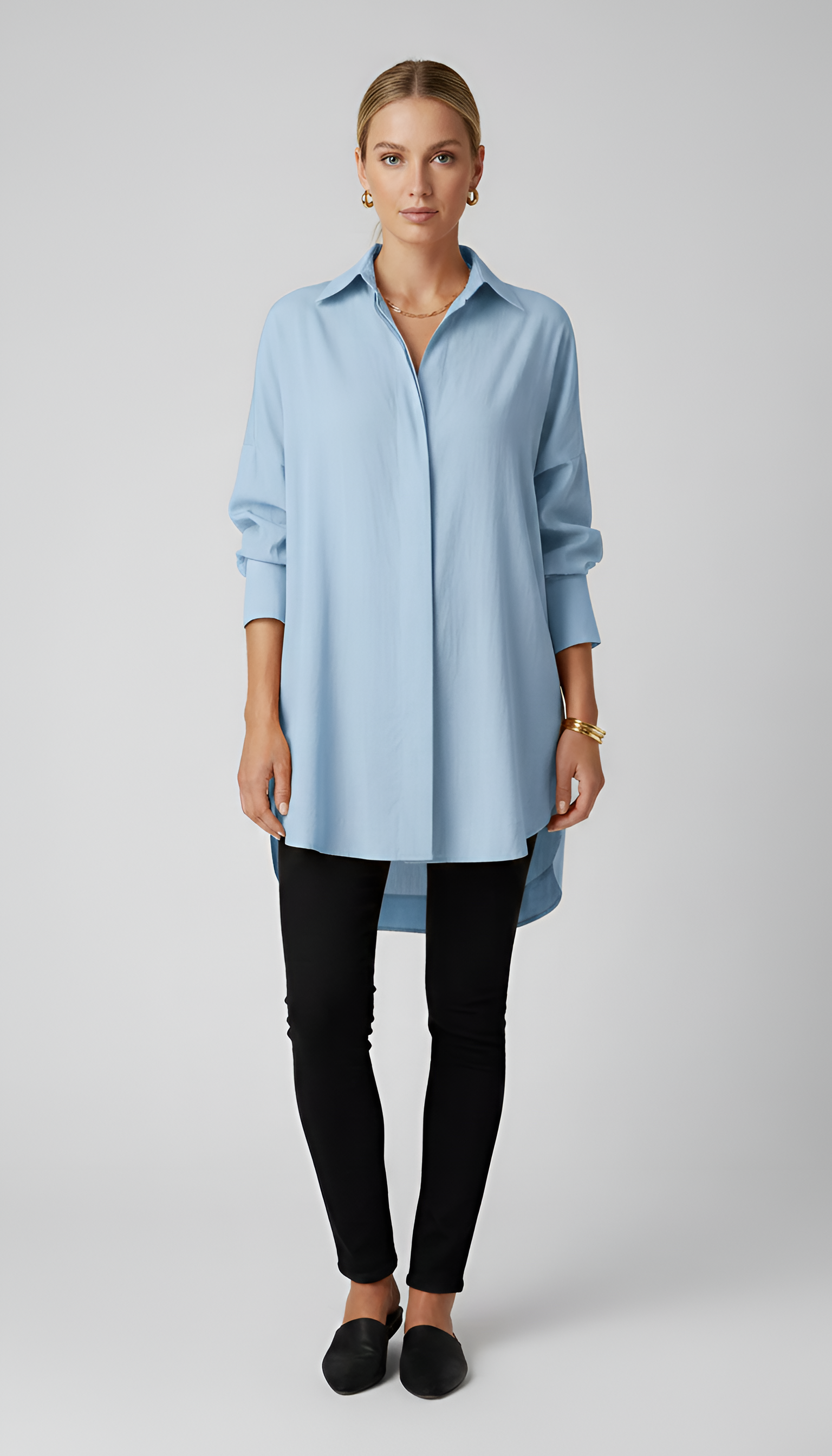 Valerios Fashion camicia donna oversize in cotone con colletto classico 7